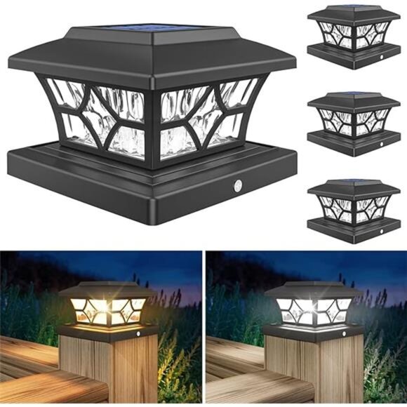 Solar Post Cap Lights Outdoor, Solar Powered Post Cap Lights 4x4 Vinyl/Wood Post - Picture 7 of 7